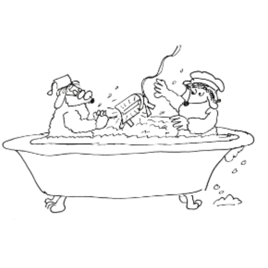 Bathtime for Uncle Bulgaria and Madam Cholet